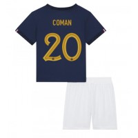 Francúzsko Kingsley Coman #20 Domáci Detský futbalový dres MS 2022 Krátky Rukáv (+ trenírky)